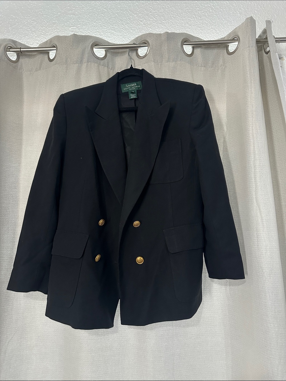 Lauren Ralph Lauren Black Double-Breasted Sport Coat with Gold Buttons